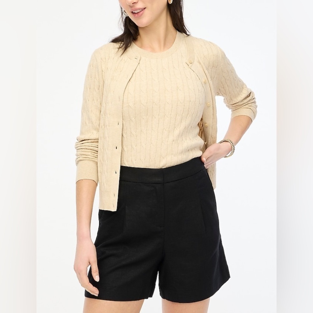 J Crew Elastic-back linen-blend pleated short BY448
